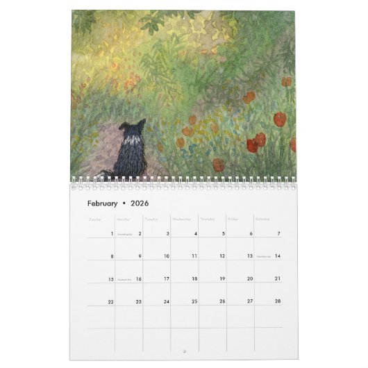 Border Collie im Landschaftskalender Kalender (Feb 2026)