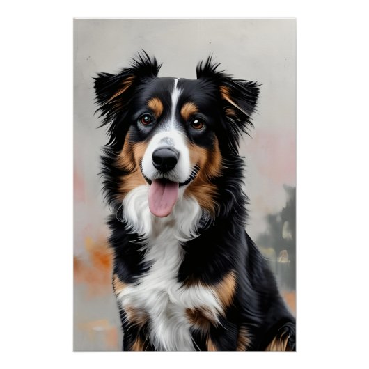 Border Collie im Mittelpunkt Poster (Vorderseite)