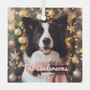 Border Collie im Scarf und Weihnachtsbaum Ornament Aus Glas