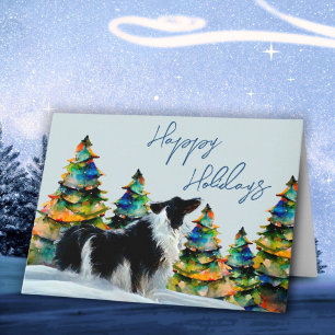 Border Collie im Schnee des Winters Weihnachtsbaum Karte