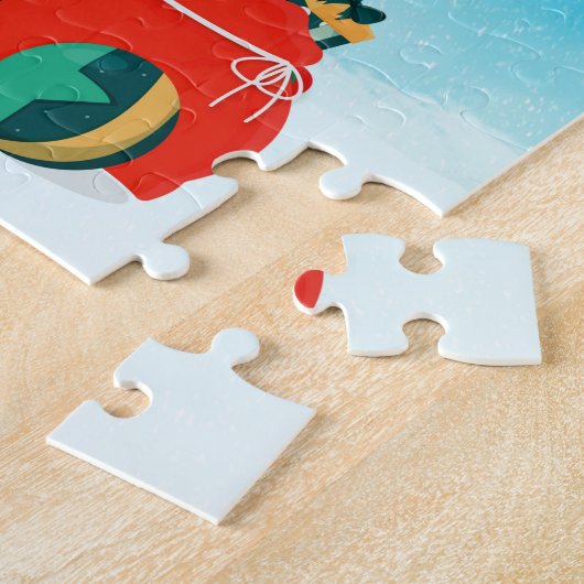 Border Collie im Schnee mit Weihnachtsgeschenken Puzzle (Seite)