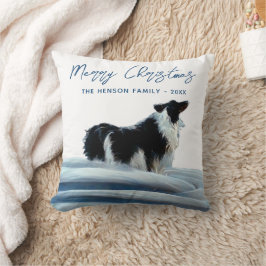 Border Collie im Winter Snow Frohe Weihnachten Kissen