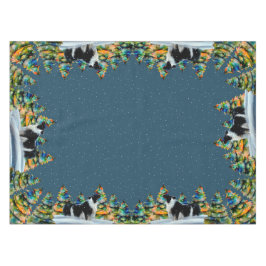 Border Collie im Winterschneewald Weihnachtsbaum Tischdecke