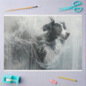 Border Collie in a Cloud of Smoke Decoupage Seidenpapier (Basteln)
