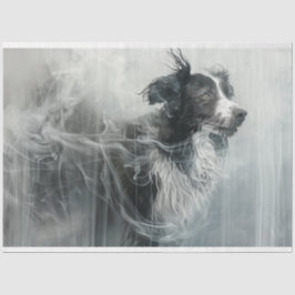 Border Collie in a Cloud of Smoke Decoupage Seidenpapier