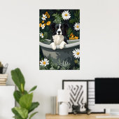 Border Collie In Bathtub Poster, Funny Dog Poster (Heimbüro)