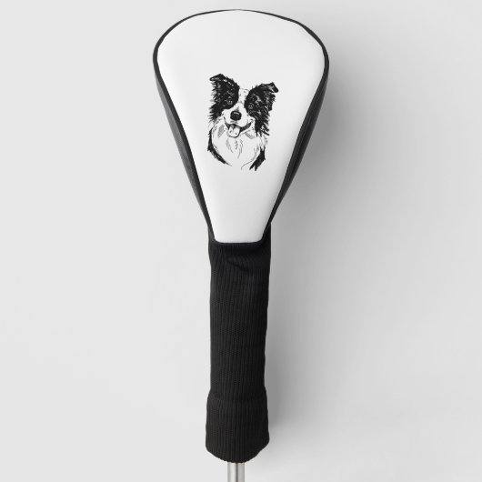Border Collie in Black and White Golf Headcover (Vorderseite)