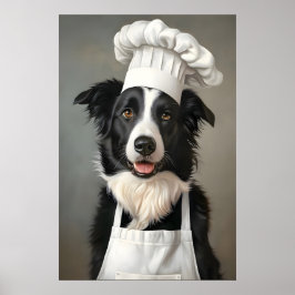 Border Collie In Chefs Hat Poster, Pet Poster