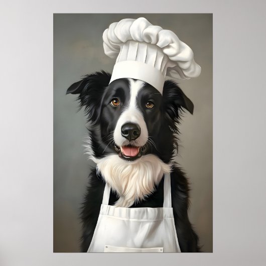 Border Collie In Chefs Hat Poster, Pet Poster (Vorne)