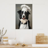 Border Collie In Chefs Hat Poster, Pet Poster (Küche)