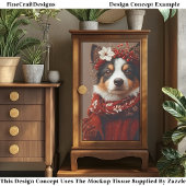 Border Collie in Festive Red Scarf EE2L Decoupage Seidenpapier