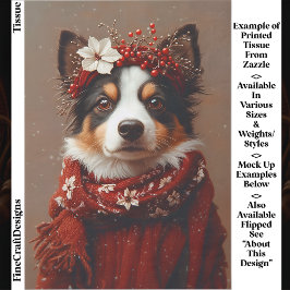 Border Collie in Festive Red Scarf EE2L Decoupage Seidenpapier