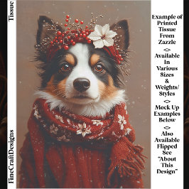 Border Collie in Festive Red Scarf EE2R Decoupage Seidenpapier