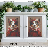 Border Collie in Festive Red Scarf EE2R Decoupage Seidenpapier