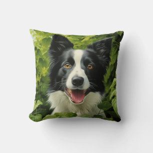 Border Collie in grün Kissen