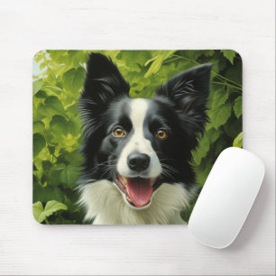 Border Collie in grün Mousepad