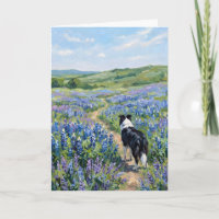 Border Collie in lila Blumen Leer