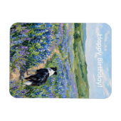 Border Collie in lila Blumen Magnet (Horizontal)