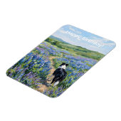 Border Collie in lila Blumen Magnet (Linke Seite)