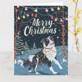 Border Collie in Snow Christmas Karte (Gelbe Blume)