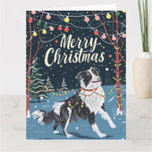 Border Collie in Snow Christmas Karte (Vorderseite)