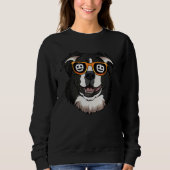 Border Collie in Sunglasses Lazy Halloween Kostüm Sweatshirt (Vorderseite)