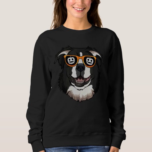 Border Collie in Sunglasses Lazy Halloween Kostüm Sweatshirt (Vorderseite)