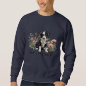 Border Collie in Wildblumen Benutzerdefinierter Te Sweatshirt (Vorderseite)