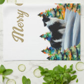 Border Collie in Winter Snow Forest Christmas Tree Geschirrtuch (Gefaltet)