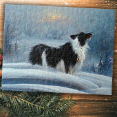 Border Collie in Winter Snowy Landschaft Puzzle