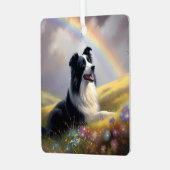 Border Collie Individuelle Name Memorial Rainbow B Ornament Aus Metall (Vorderseite links)