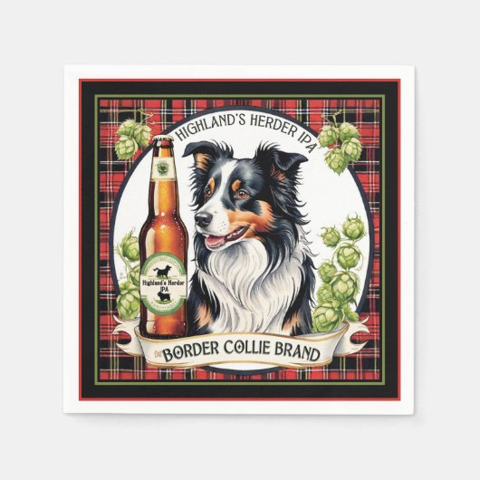 Border Collie IPA Serviette (Vorderseite)