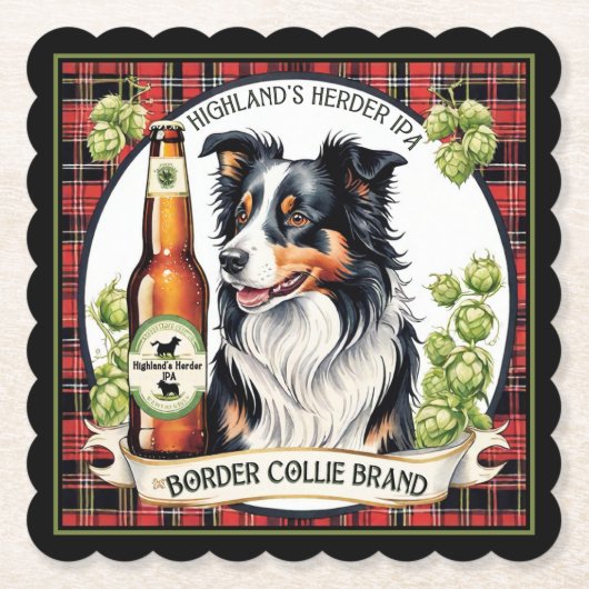 Border Collie IPA Untersetzer (Vorderseite)