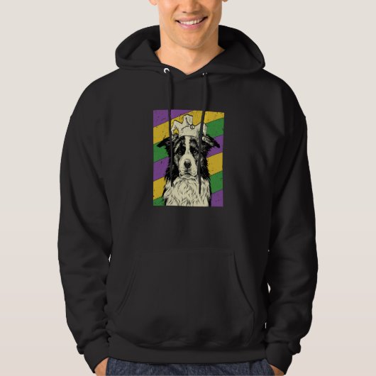 Border Collie Jester Mardi Gras Dog Mom or Dad Hoodie (Vorderseite)