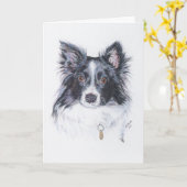 Border Collie Karte (Gelbe Blume)