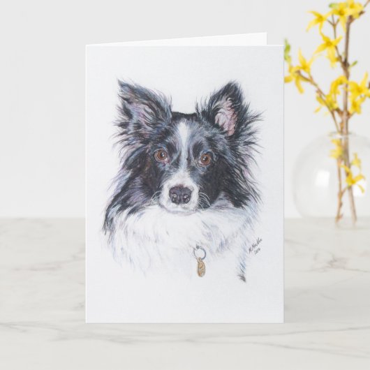 Border Collie Karte (Gelbe Blume)
