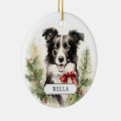 Border Collie Keramik Circle Ornament (Rechts)