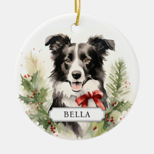 Border Collie Keramik Circle Ornament