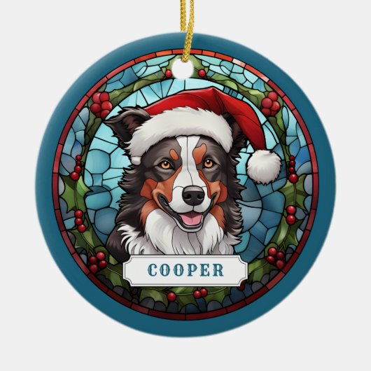 Border Collie Keramik Circle Ornament (Vorne)
