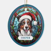 Border Collie Keramik Circle Ornament (Links)