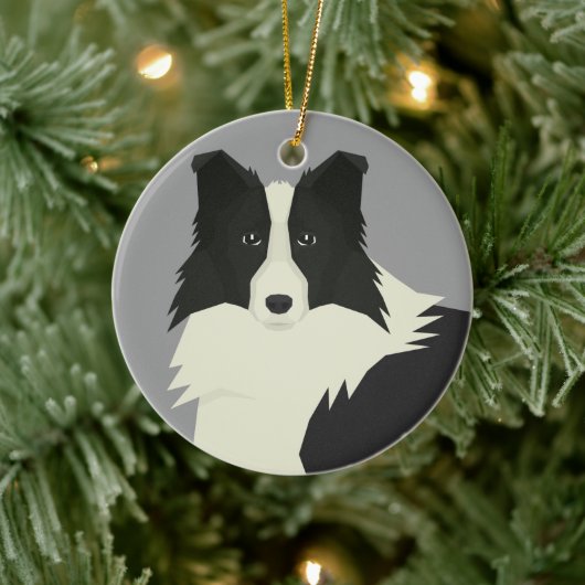 Border Collie Keramik Ornament (Baum)