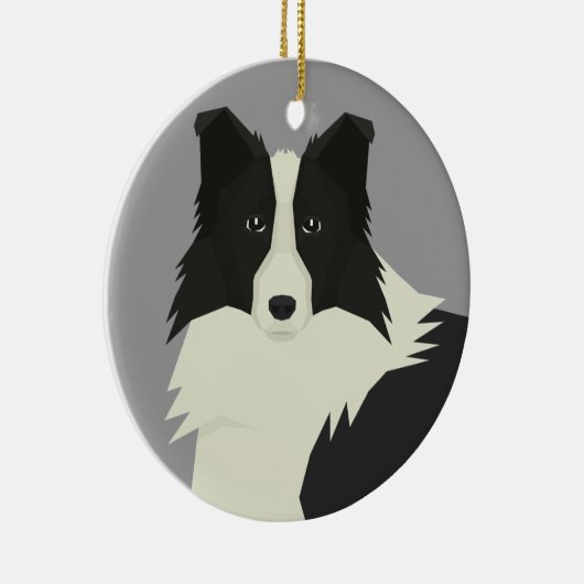 Border Collie Keramik Ornament (Rechts)
