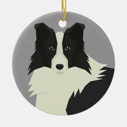Border Collie Keramik Ornament (Vorne)