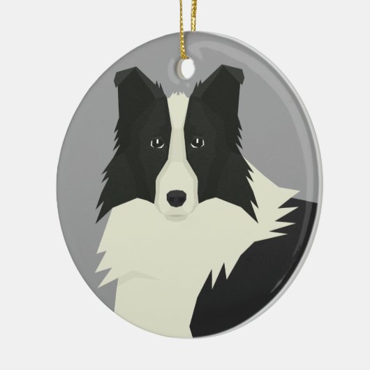 Border Collie Keramik Ornament (Links)