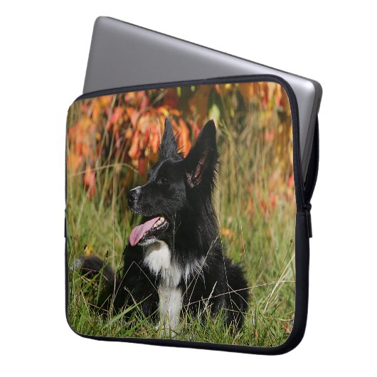 Border-Collie-Keuchenniederlegung Laptopschutzhülle (Vorderseite Links)
