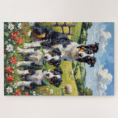Border Collie Klee Wiese Kunst Puzzle (Horizontal)