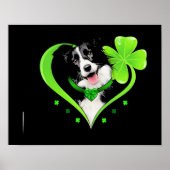Border Collie Kleeblatt Heart Poster (Vorne)