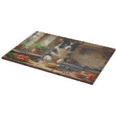 Border Collie Kochen in der Küche Schneidebrett (Ecke)