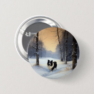 Border Collie Lass es schneien Weihnachten Button