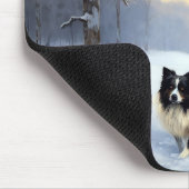 Border Collie Lass es schneien Weihnachten Mousepad (Ecke)